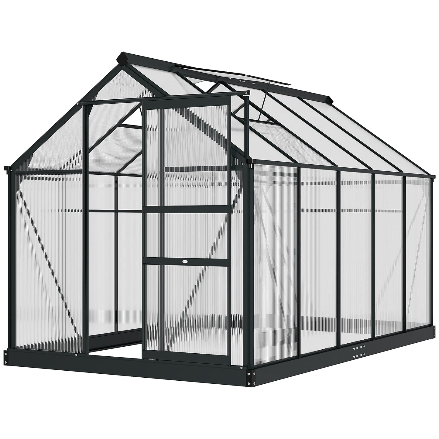 Polycarbonate Walk-In Garden Greenhouse Aluminium Frame Slide Door Window