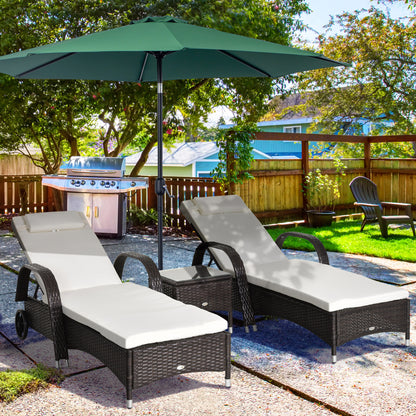3PC Rattan Sun Lounger Wicker Sofa Day Bed Recliner Furniture Garden Patio