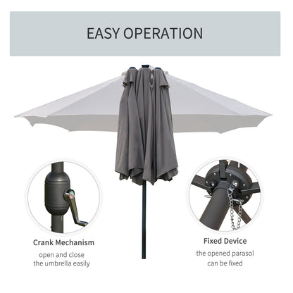 4.4M Double-Sided Sun Umbrella Patio Parasol with LED Solar Lights for Garden