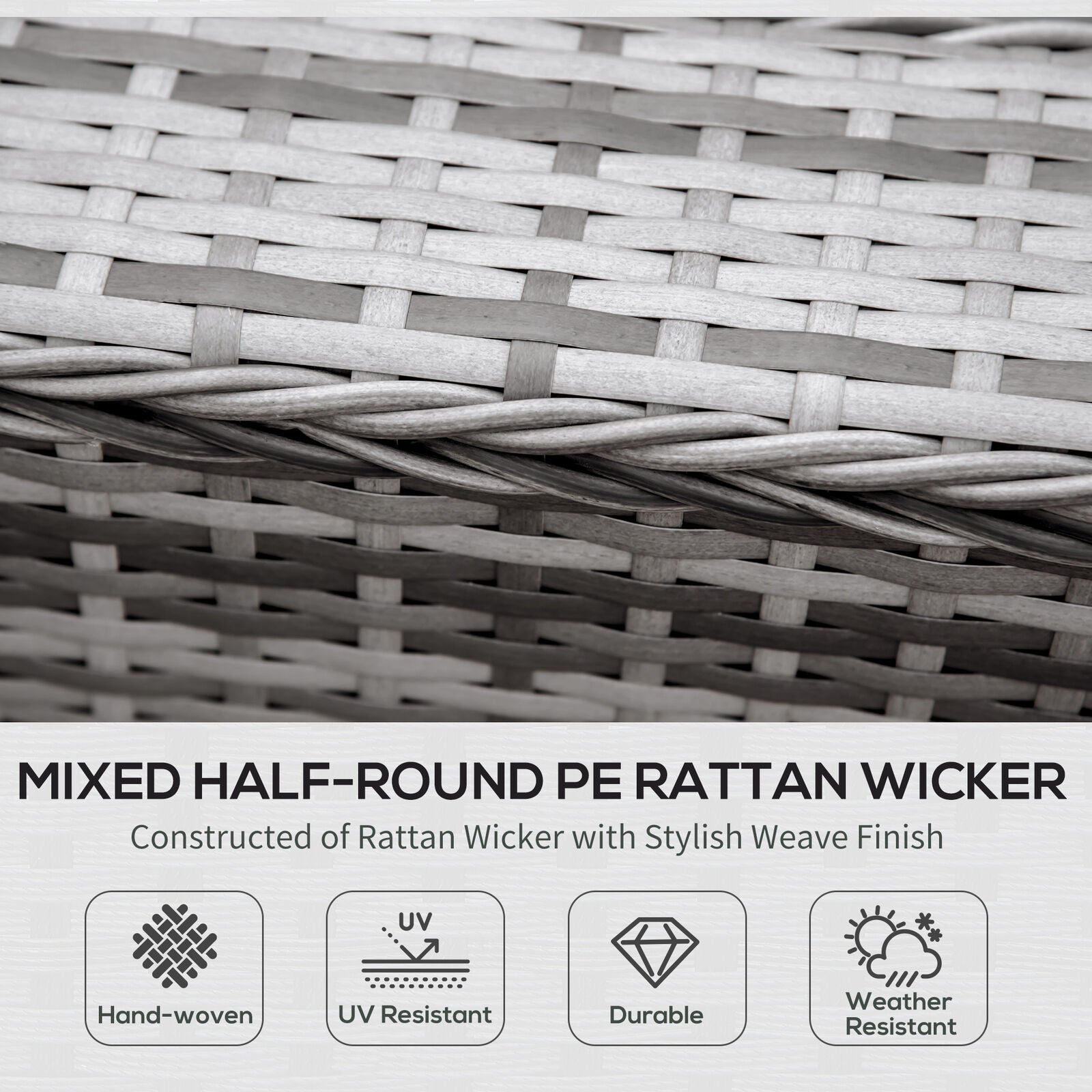 6 Pcs Outdoor Rattan Sofa Set Half round Conversation Set W/ Cushions Pillows