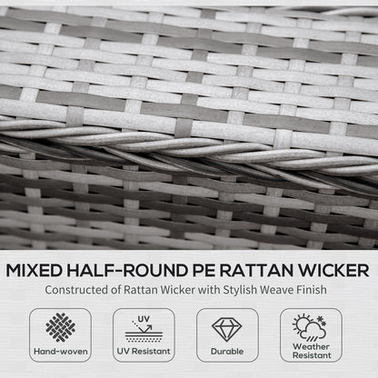 6 Pcs Outdoor Rattan Sofa Set Half round Conversation Set W/ Cushions Pillows