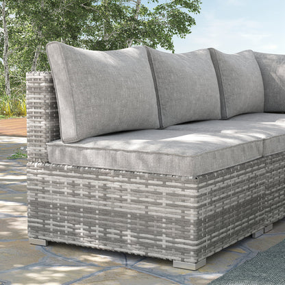Garden Outdoor Rattan Corner Sofa,Single Sofa,Coffee Table Grey/Deep Grey