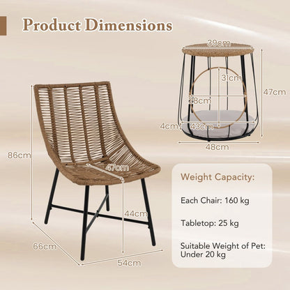 3 Piece Outdoor Furniture Set with Pet House