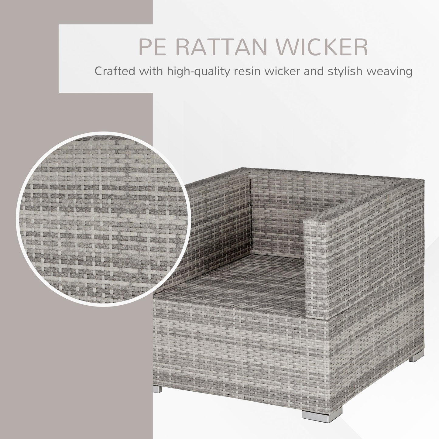 Garden Outdoor Rattan Corner Sofa,Single Sofa,Coffee Table Grey/Deep Grey