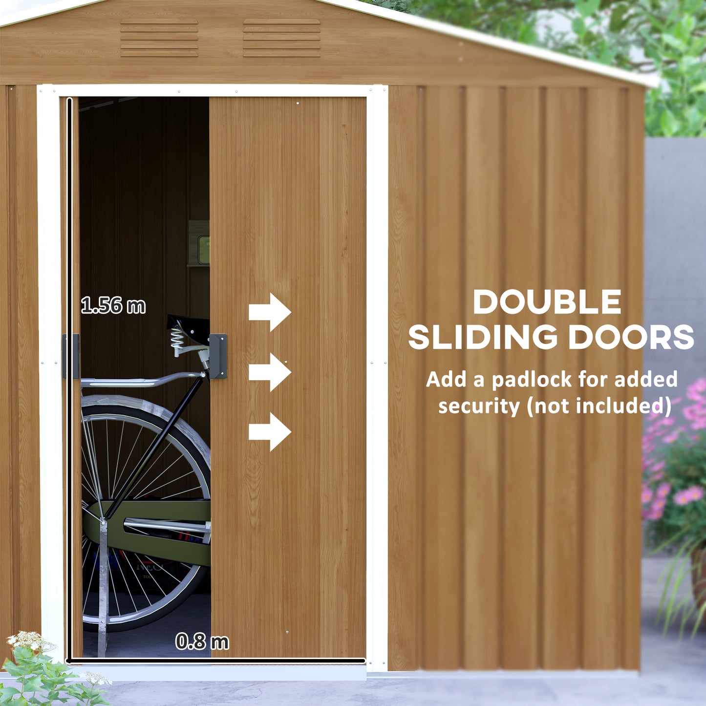 Garden Storage Shed with Ventilation Double Sliding Door Outdoor Tool Box