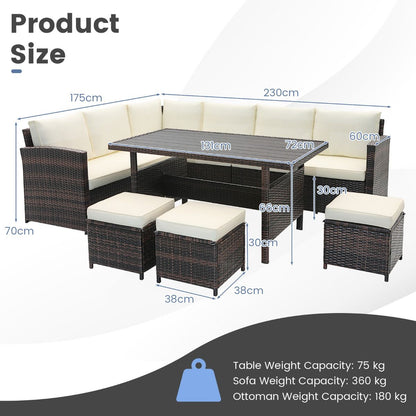 7 Pieces Wicker Patio Furniture Set for Porch Poolside Balcony Yard Garden