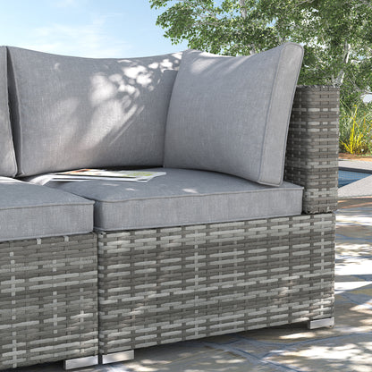 Garden Outdoor Rattan Corner Sofa,Single Sofa,Coffee Table Grey/Deep Grey