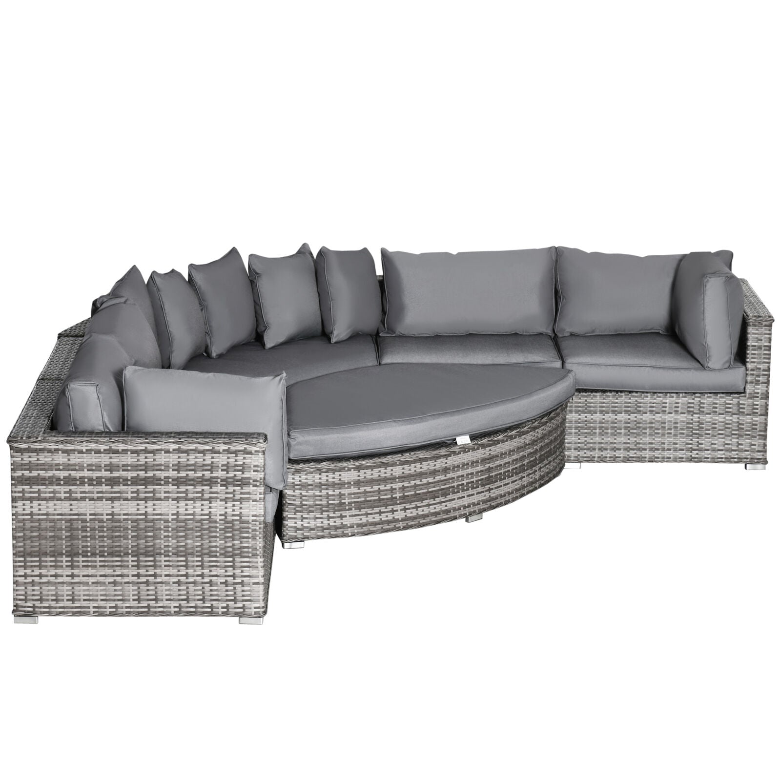 6 Pcs Outdoor Rattan Sofa Set Half round Conversation Set W/ Cushions Pillows