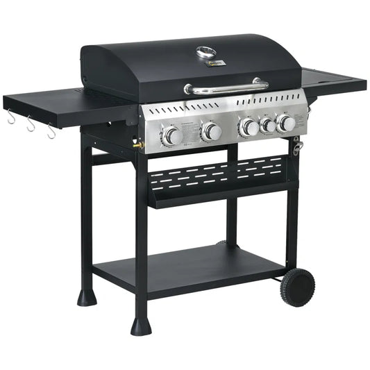 4 - Burner Free Standing Propane 40000 BTU BTU Gas Grill with Side Burner