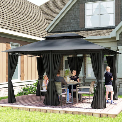 Outsunny 3 x 4m Steel Gazebo, with Curtains