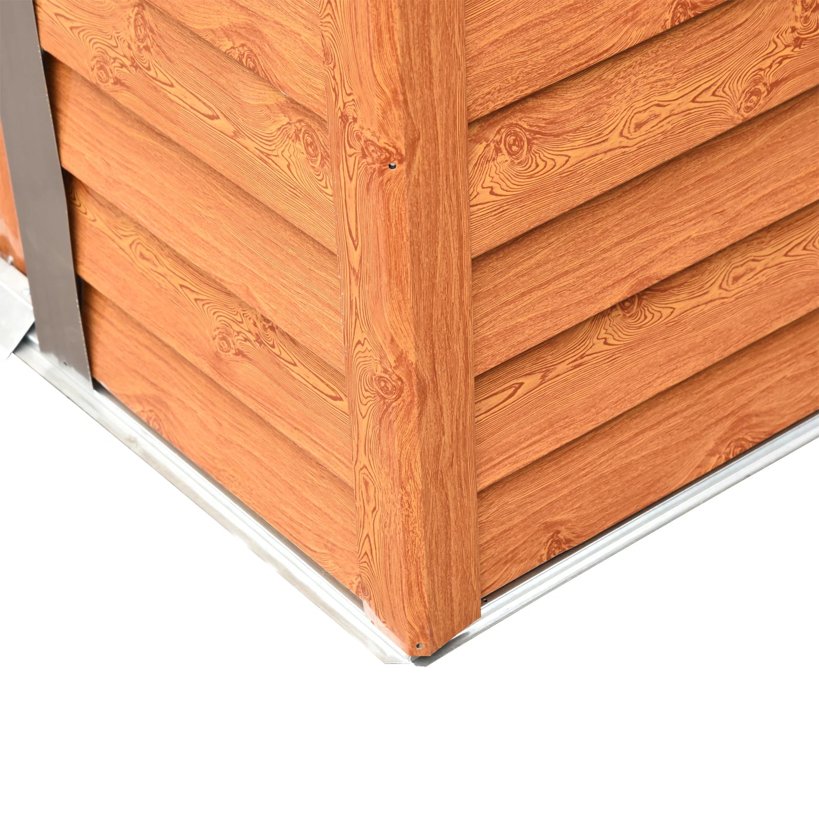 Garden Shed Tool Storage Overlap Construction Sliding Door Brown Wood Grain