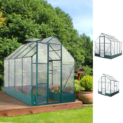 Walk-In Greenhouse Outdoor Polycarbonate Aluminium with Foundation Plant Bed