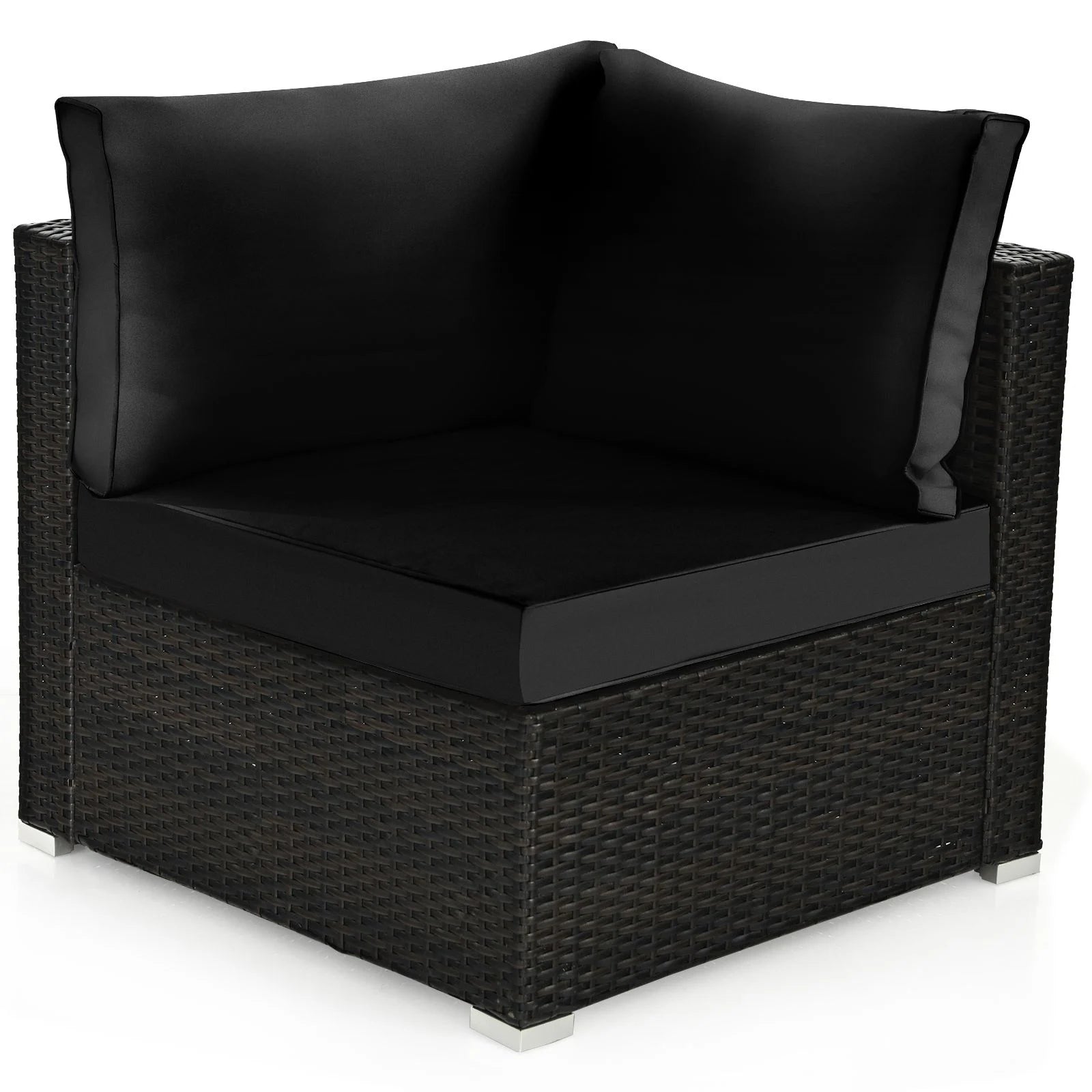 6 Piece Outdoor Rattan Sofa Set with Soft Seat and Back Cushions