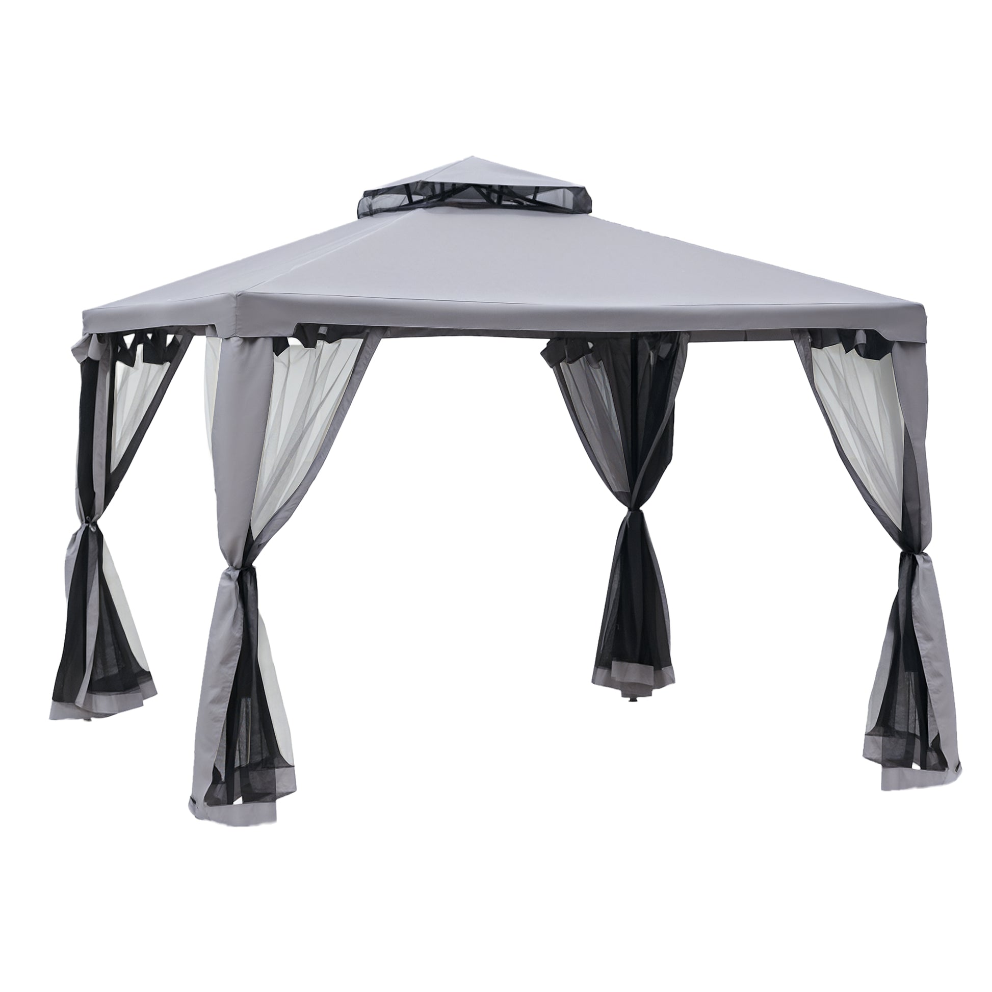 3 X 3(M) Metal Gazebo Outdoor 2-Tier Roof Marquee Party Tent with Netting
