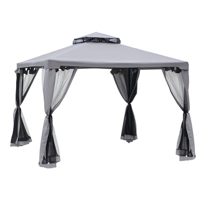 3 X 3(M) Metal Gazebo Outdoor 2-Tier Roof Marquee Party Tent with Netting