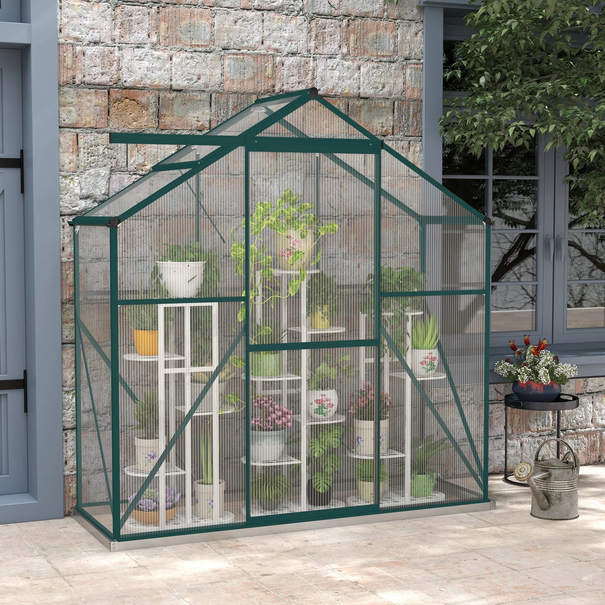 6 X 2.5Ft Aluminium Green House Walk-In Polycarbonate Greenhouse, Green