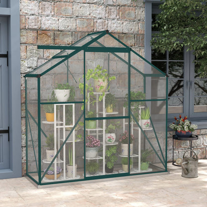6 X 2.5Ft Aluminium Green House Walk-In Polycarbonate Greenhouse, Green