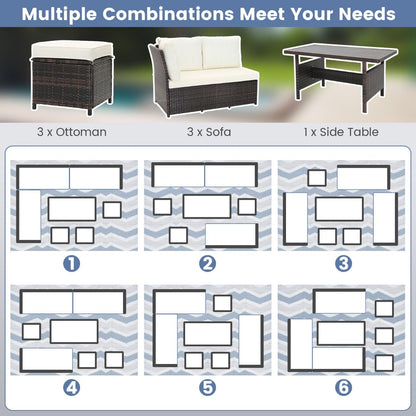 7 Pieces Wicker Patio Furniture Set for Porch Poolside Balcony Yard Garden
