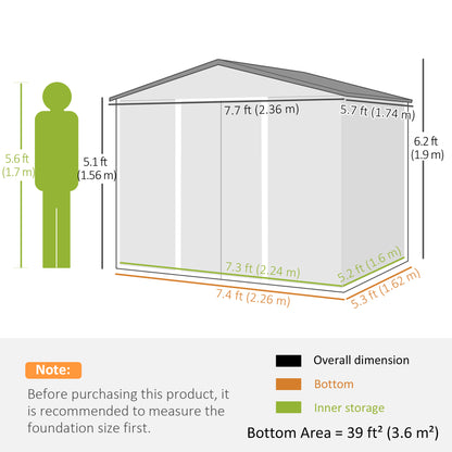 Garden Storage Shed with Ventilation Double Sliding Door Outdoor Tool Box