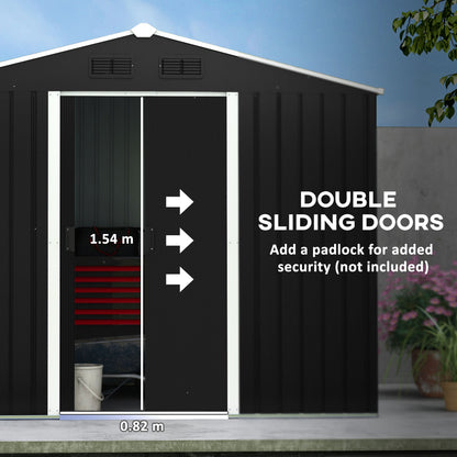 Garden Storage Shed with Ventilation Double Sliding Door Outdoor Tool Box