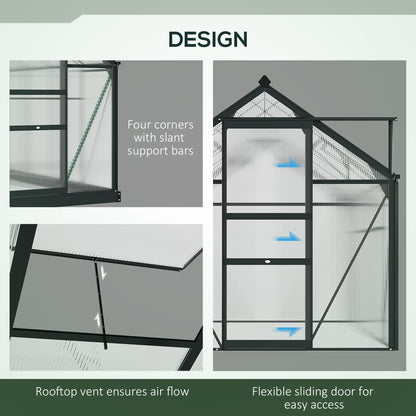 Polycarbonate Walk-In Garden Greenhouse Aluminium Frame Slide Door Window