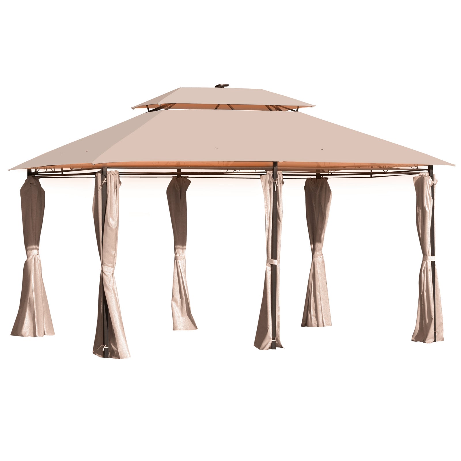 4 X 3(M) Outdoor Gazebo Canopy Garden Pavilion W/ LED Solar Light Double Canopy