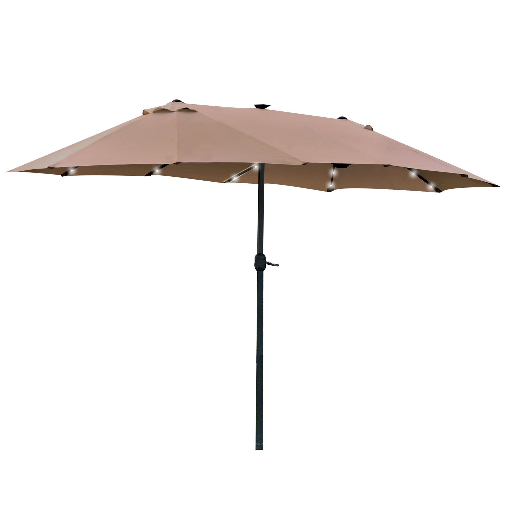 4.4M Double-Sided Sun Umbrella Patio Parasol with LED Solar Lights for Garden