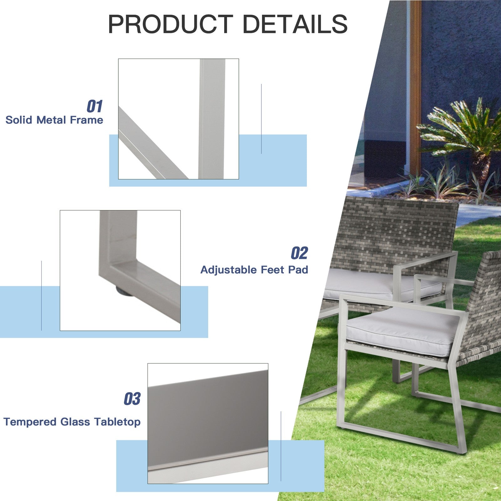 4-Piece Deluxe Outdoor Patio PE Rattan Wicker Sofa Chaise Lounge Furniture Set