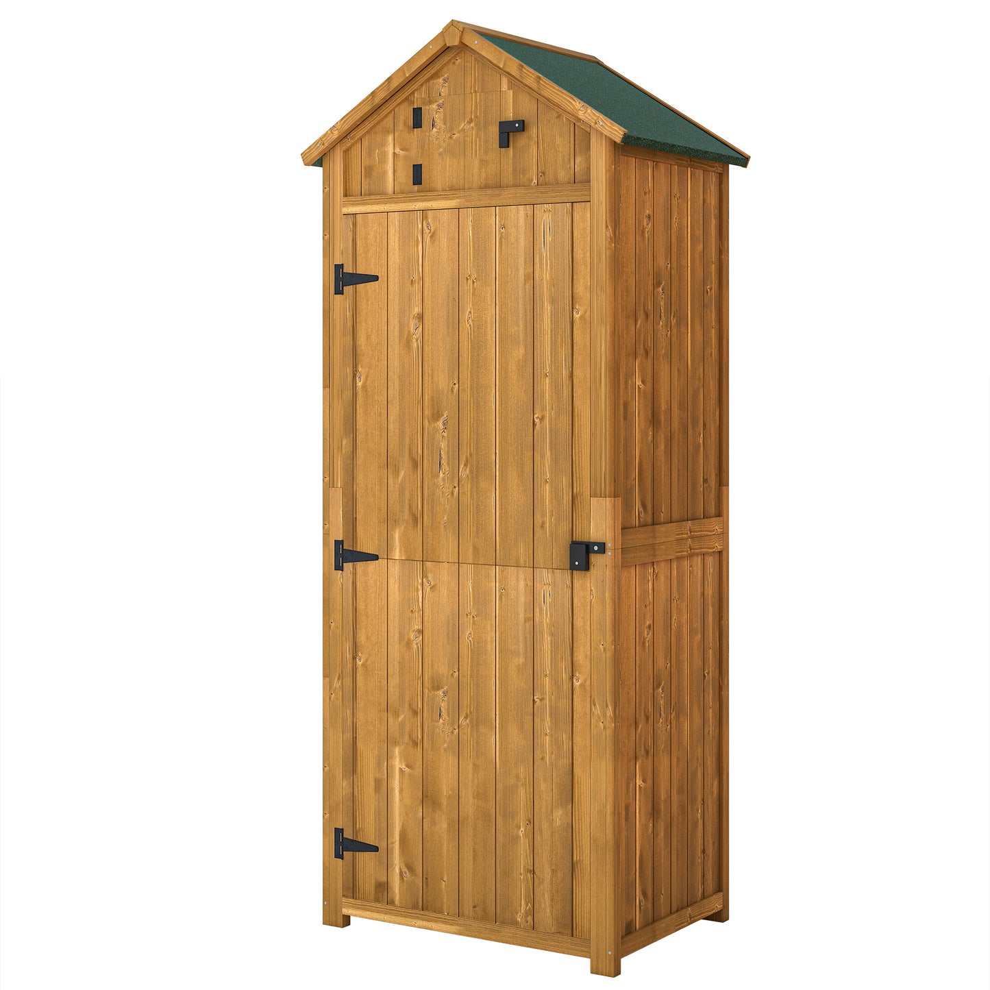 Garden Storage Shed 3 Shelves Tool House W/ Asphalt Roof 77 X 54 X 179 Cm