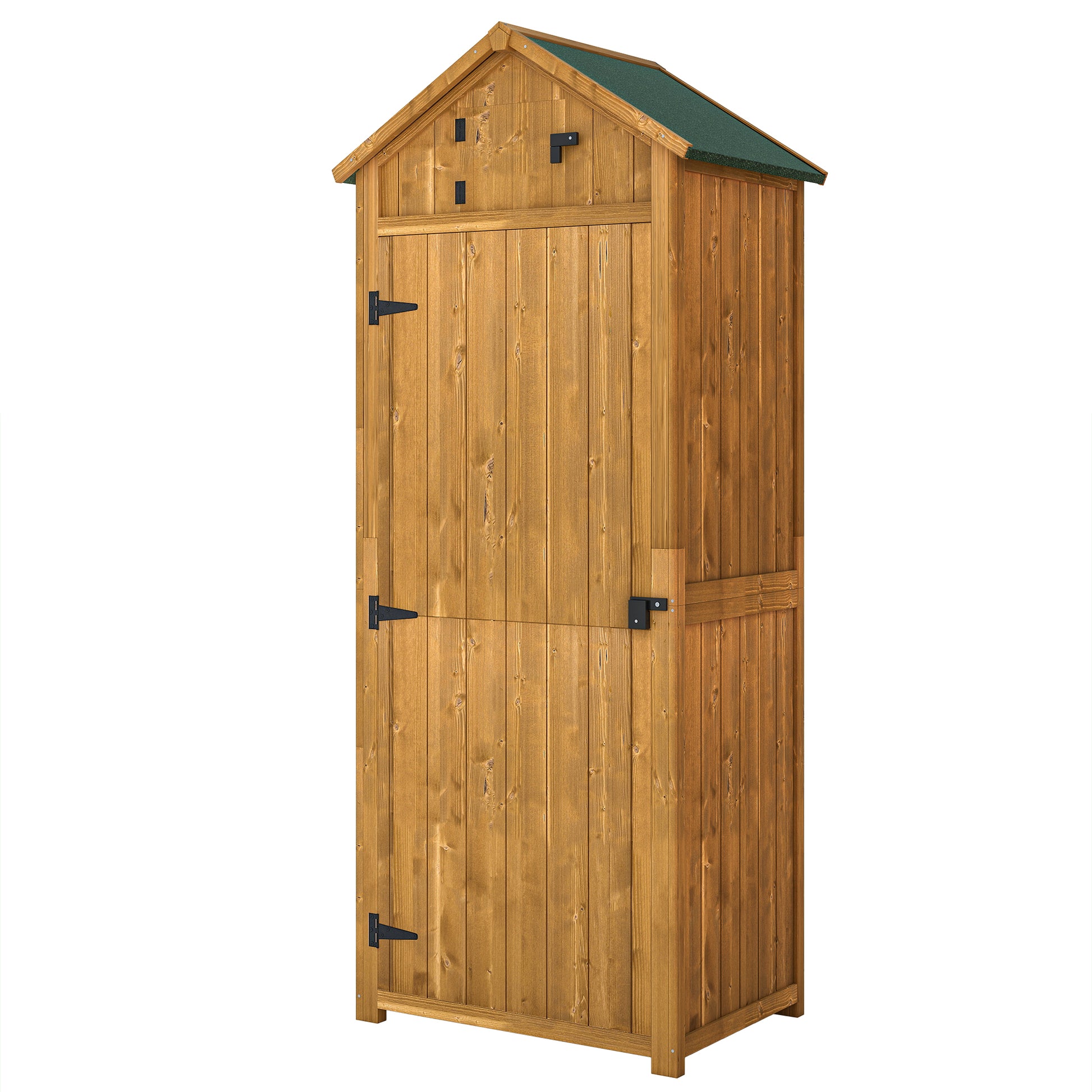 Garden Storage Shed 3 Shelves Tool House W/ Asphalt Roof 77 X 54 X 179 Cm