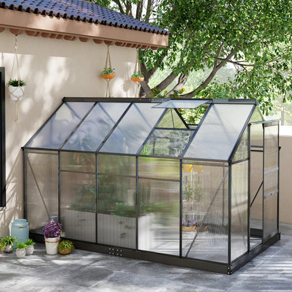 Polycarbonate Walk-In Garden Greenhouse Aluminium Frame Slide Door Window