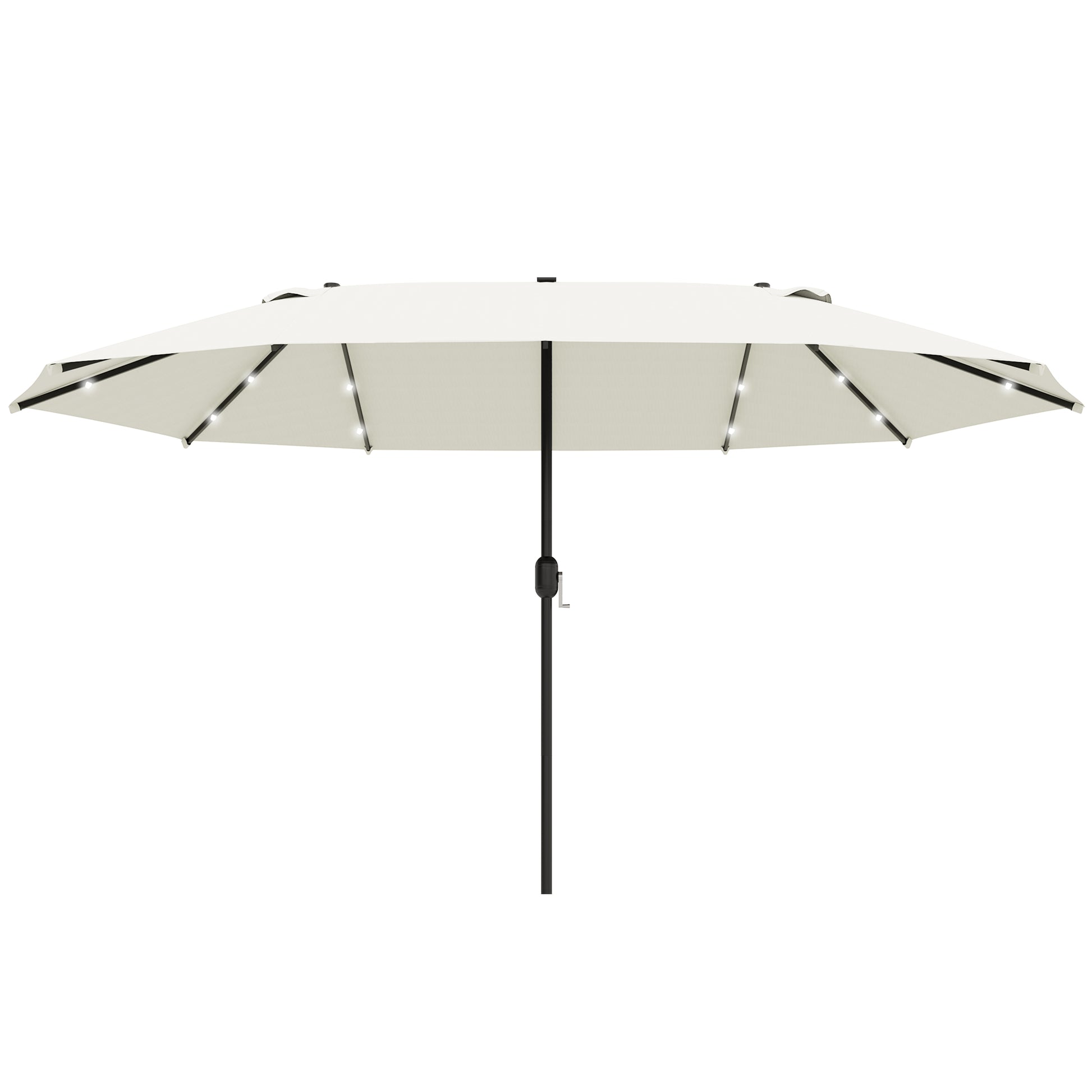 4.4M Double-Sided Sun Umbrella Patio Parasol with LED Solar Lights for Garden