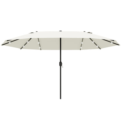 4.4M Double-Sided Sun Umbrella Patio Parasol with LED Solar Lights for Garden