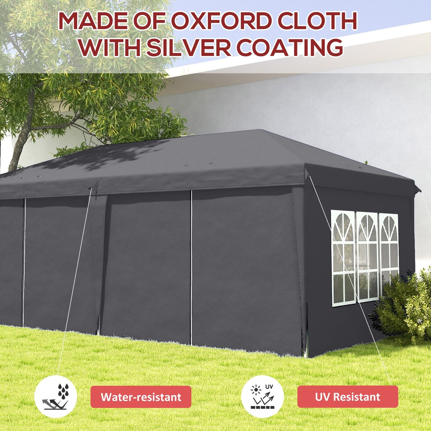 Outsunny 3 X 6M Pop up Gazebo Height Adjustable Party Tent W/ Storage Bag Grey