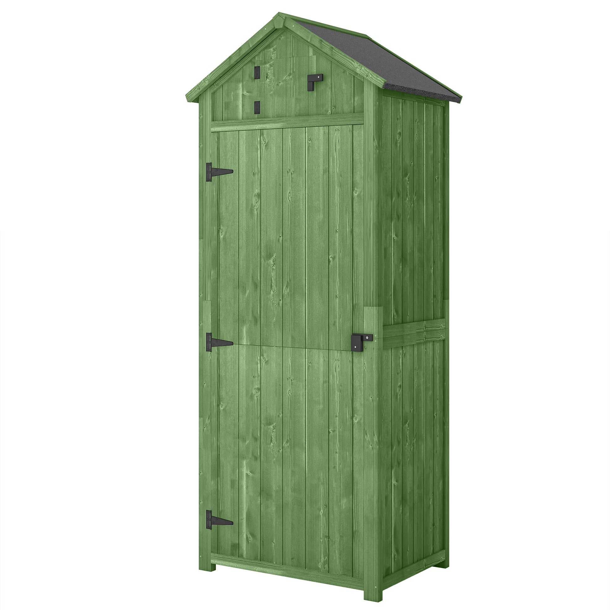 Garden Storage Shed 3 Utility Shelf Tool House W/ Asphalt Roof Lockabke Door