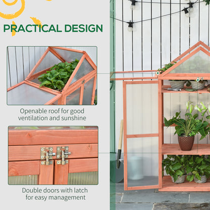 80 X 47 X 138 Cm Wooden Cold Frame Greenhouse for Plants Vegetables Flowers