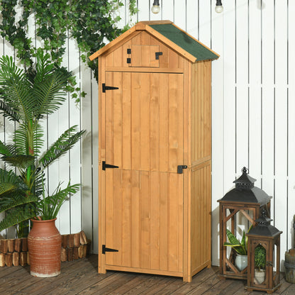 Garden Storage Shed 3 Utility Shelf Tool House W/ Asphalt Roof Lockabke Door
