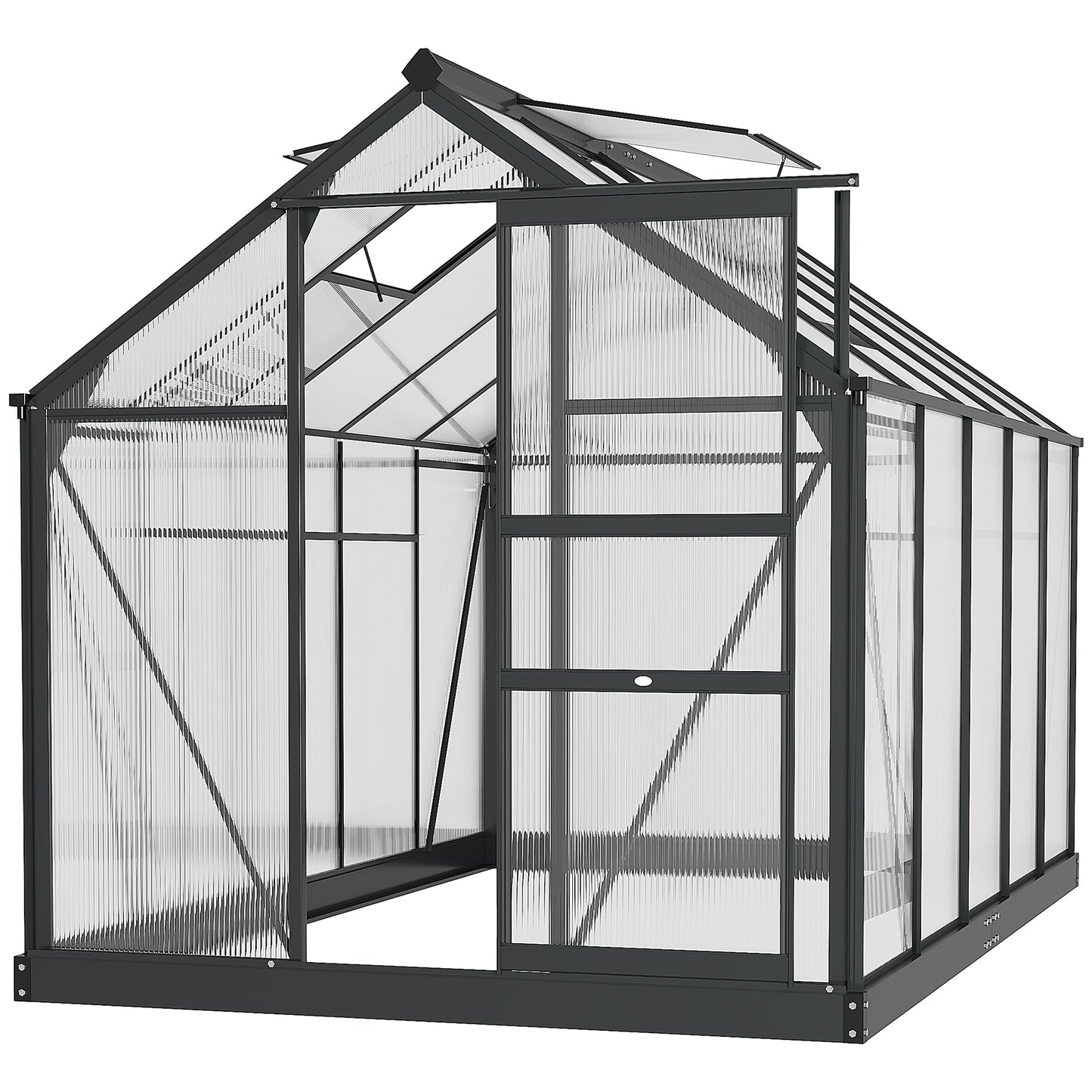 Polycarbonate Walk-In Garden Greenhouse Aluminium Frame Slide Door Window