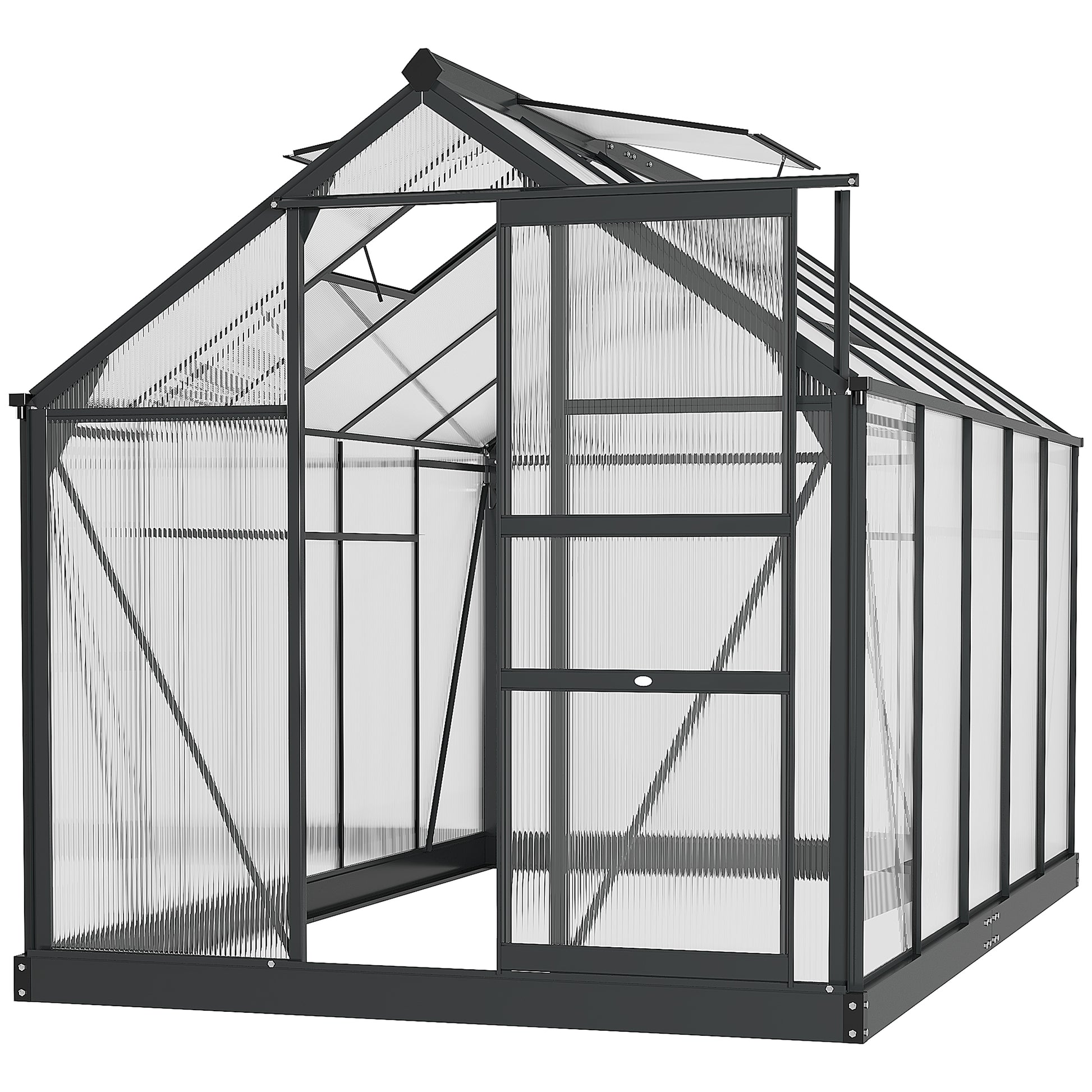 Polycarbonate Walk-In Garden Greenhouse Aluminium Frame Slide Door Window