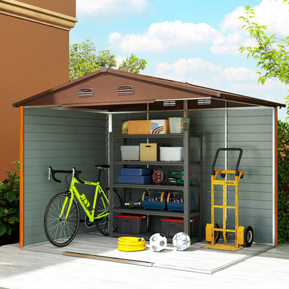 Garden Shed Tool Storage Overlap Construction Sliding Door Brown Wood Grain