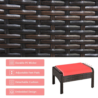 5 Piece Rattan Wicker Lounge Set with Cushion