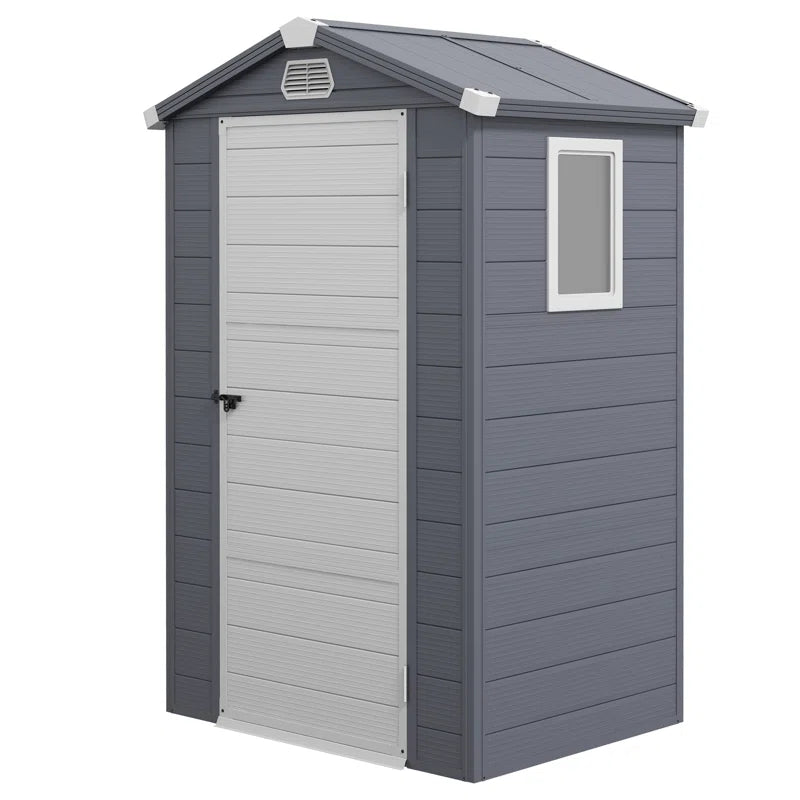 Anglique 4 Ft. W X 3 Ft. D Aluminium/Polypropylene Plastic Steep Slope Garden Shed