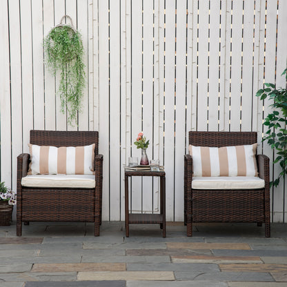 3 Pcs Rattan Outdoor Patio Set 2 Cushioned Single Sofa Coffee Table Conservatory