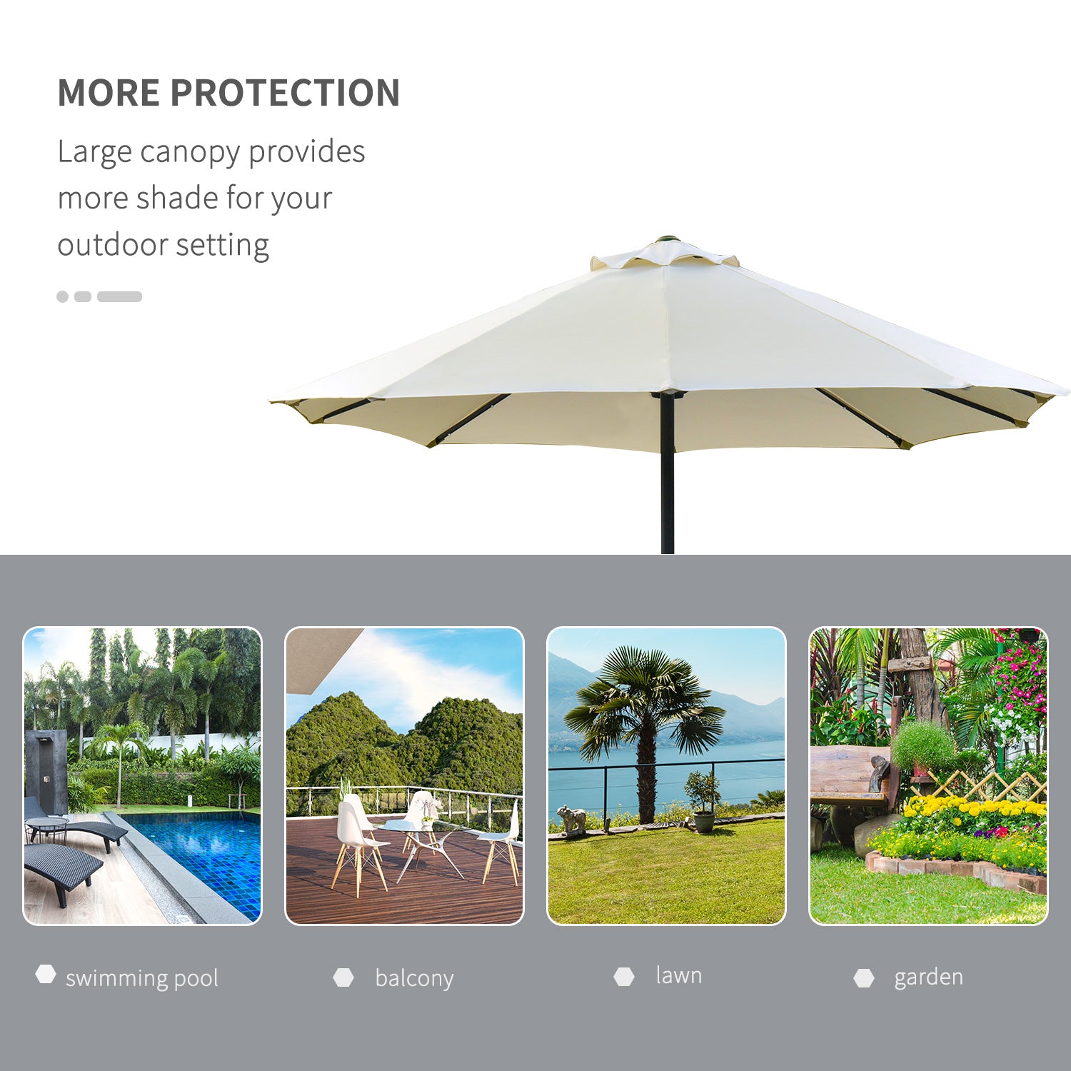 4.4M Double-Sided Sun Umbrella Patio Parasol with LED Solar Lights for Garden