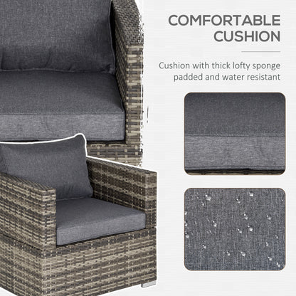 Garden Outdoor Rattan Corner Sofa,Single Sofa,Coffee Table Grey/Deep Grey