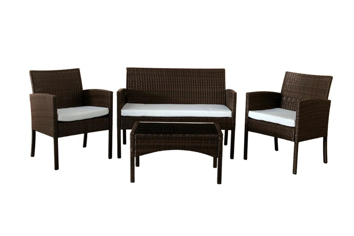 Schmier Gaubert Rattan 4 Seater Corner Sofa Set with Cushions