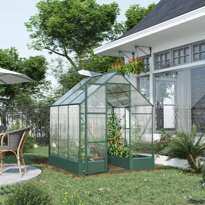 Walk-In Greenhouse Outdoor Polycarbonate Aluminium with Foundation Plant Bed