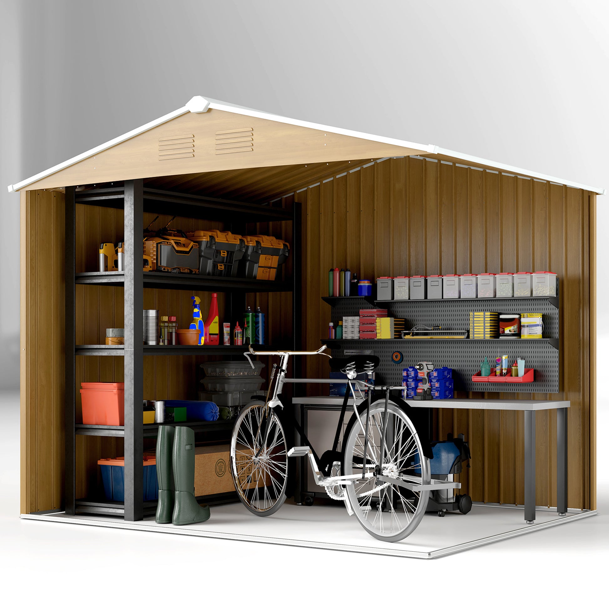 Garden Storage Shed with Ventilation Double Sliding Door Outdoor Tool Box