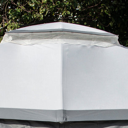 3.7 X 3(M) Outdoor Metal Gazebo 2-Tier Roof Sidewalls Pavilion Marquee Garden