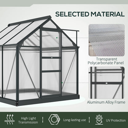 Polycarbonate Walk-In Garden Greenhouse Aluminium Frame Slide Door Window